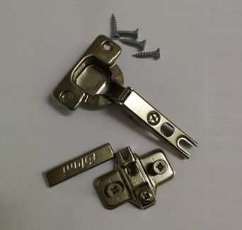 Комплект накладной петли Blum Modul 100° никель под саморезы, с пружиной арт.P002 Комплект накладной петли Blum Modul 100° никель под саморезы, с пружиной арт.P002